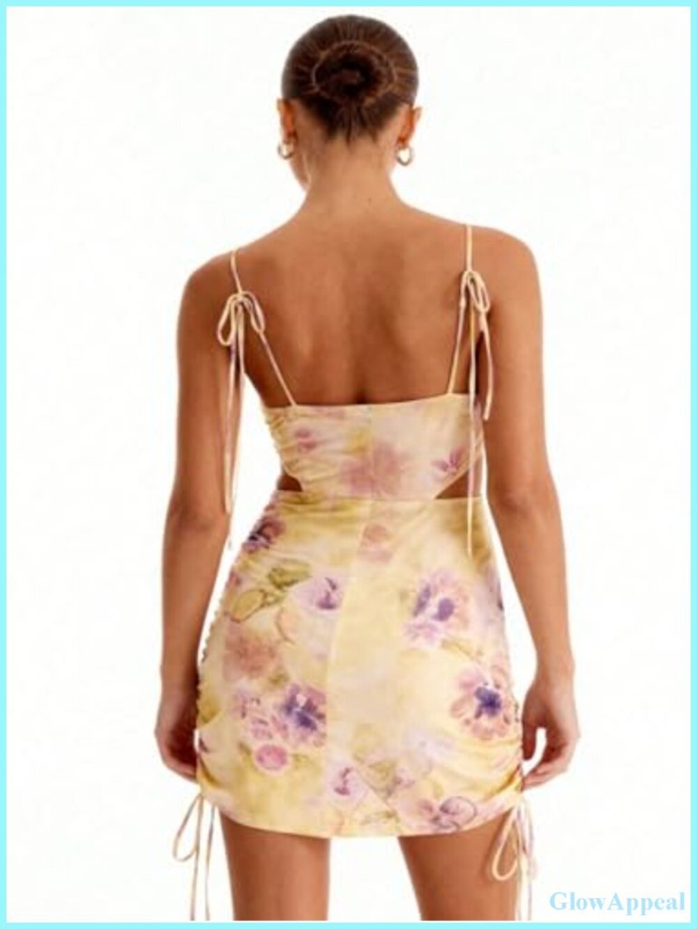 Women's Sexy Bodycon Mini Dress with Adjustable Straps and Waist Cutouts - Picture 5 of 5
